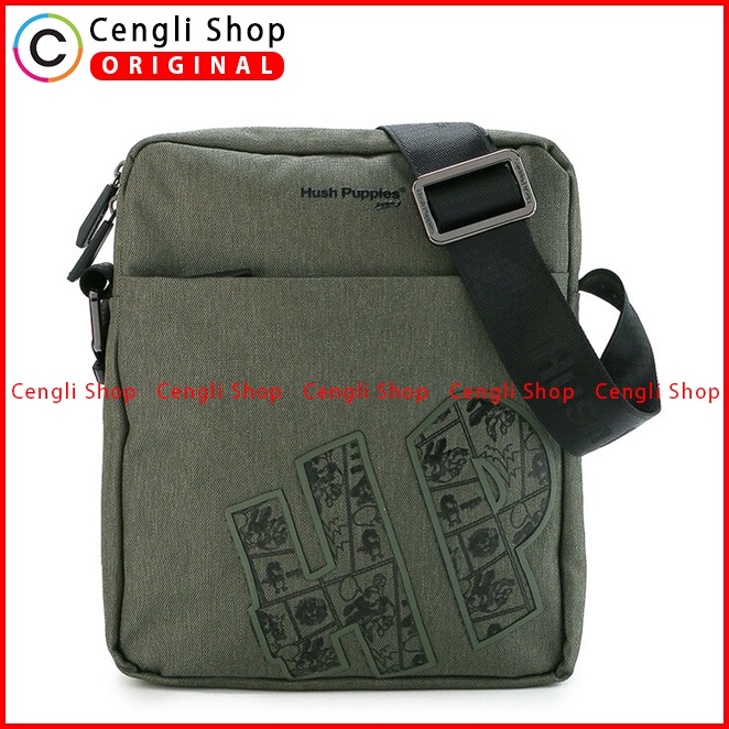 TAS SELEMPANG PRIA HUSH PUPPIES SLING BAG ORIGINAL HIJAU GREEN HM044