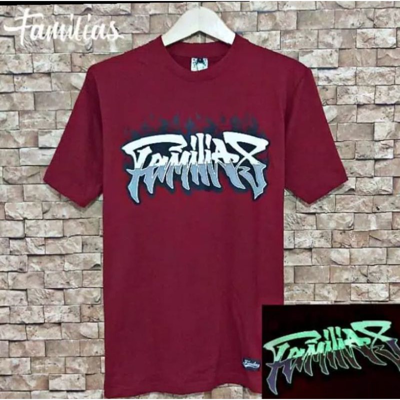 kaos distro Familias sablon glow in the dark kaos murah kaos pria size M L XL