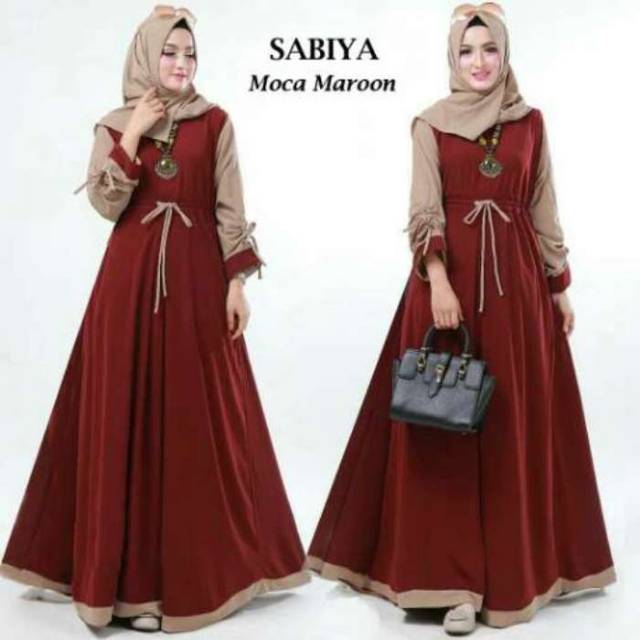 SABIYA SET 2in1, maxi dress muslimah, ready Mint, Abu, salem navy, milo hitam, mocca maroon
