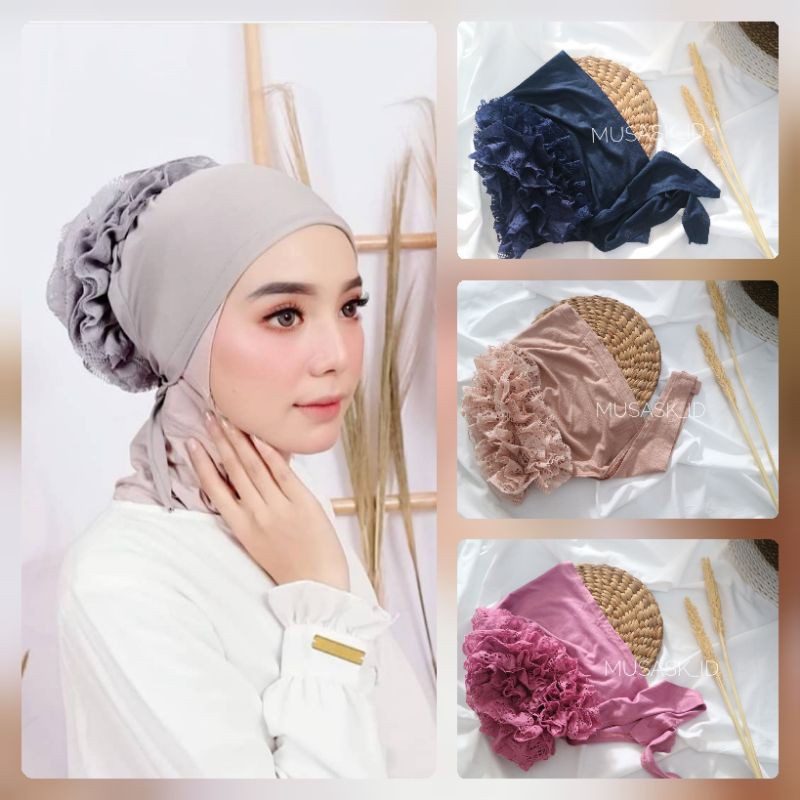 INNER TURKI TALI PREMIUM - CIPUT KERUDUNG CEPOL RENDA PREMIUM - DALEMAN JILBAB RENDA TEBAL