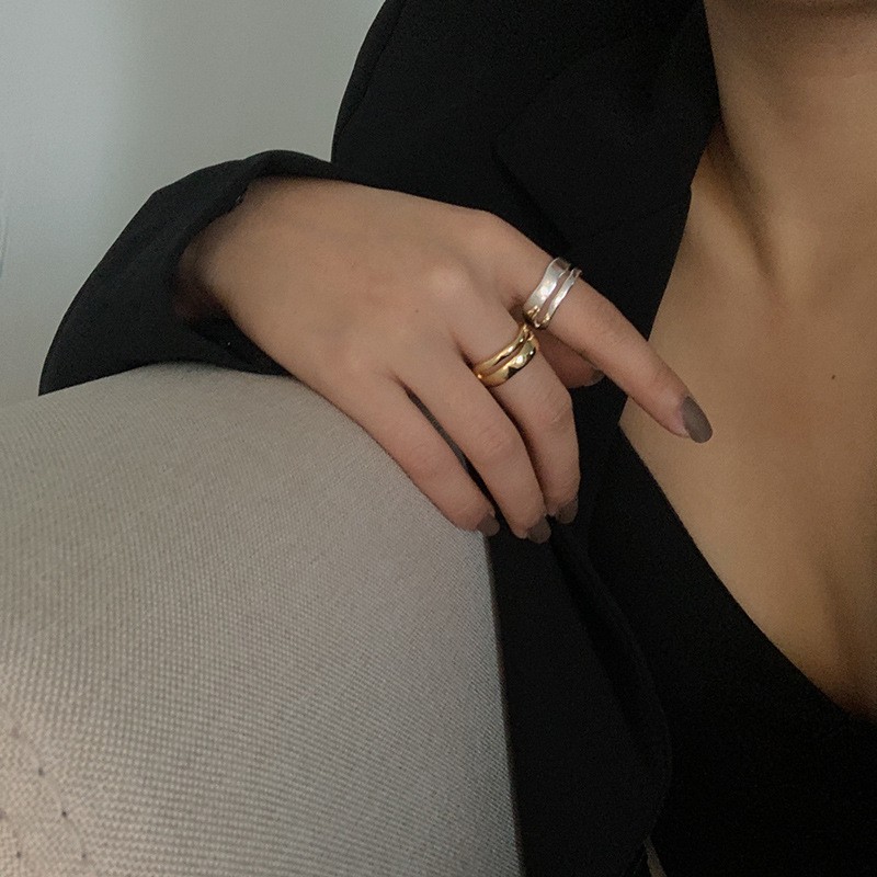 Cincin Jari Telunjuk Model Gelombang Terbuka Gaya Unik Untuk Wanita