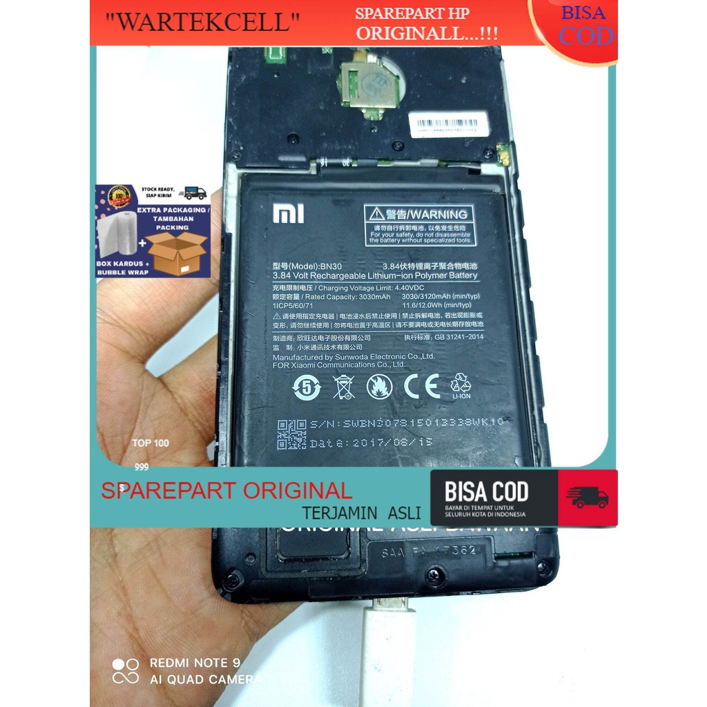 BATU BATERAI BATREY BATERAY BATRE XIAOMI REDMI 4A BN30 ORIGINAL ASLI COPOTAN