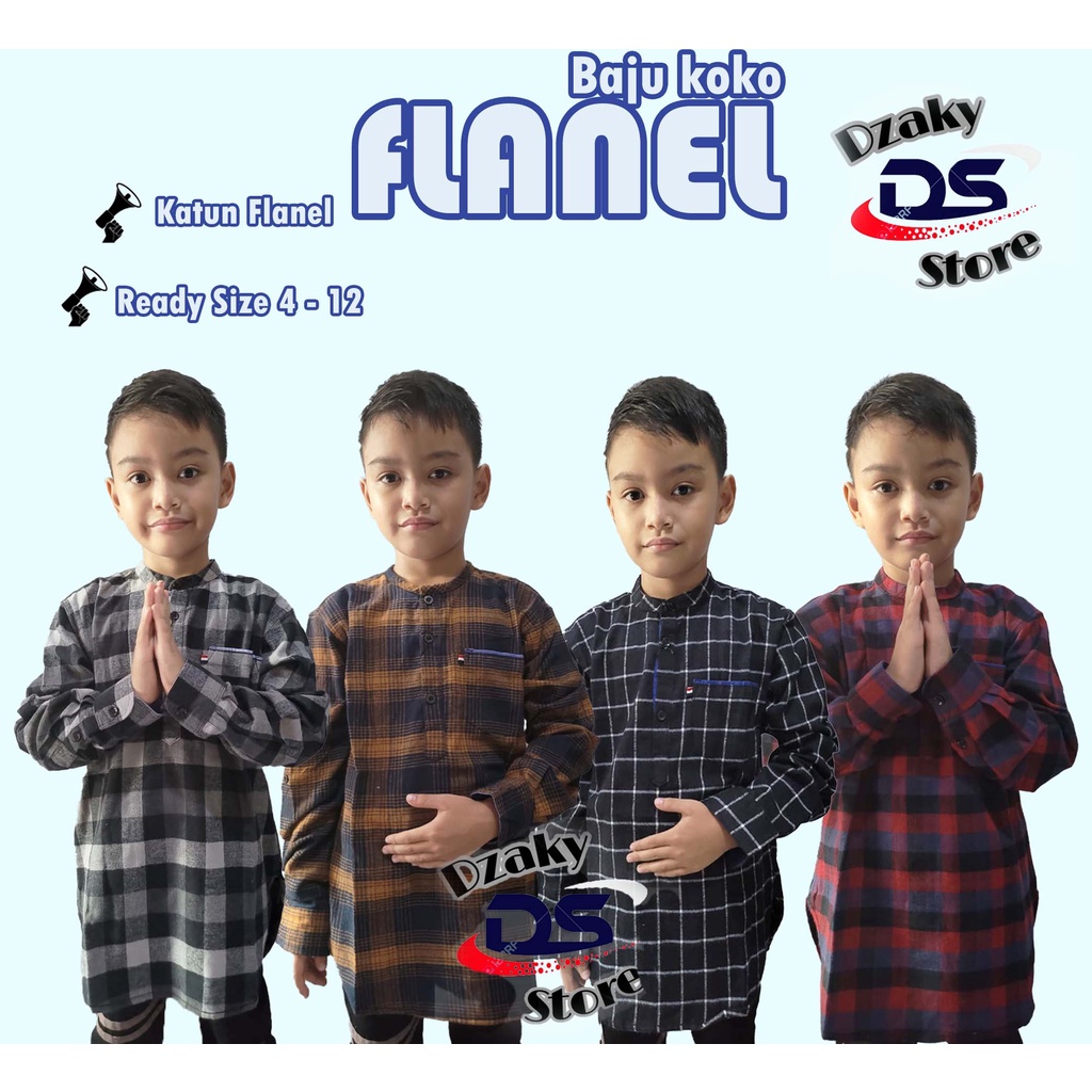 KOKO KURTA FLANEL LENGAN PANJANG 3 - 12 THN ANAK LAKI-LAKI