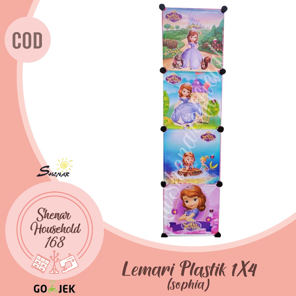 Rak Penyimpanan Modern/Lemari Anak /Lemari 4 Pintu/Rak baju/Rak karakter (Lemari Plastik1x4),SHENAR