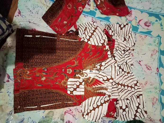 Batik Couple Keluarga Sania Ruffle Ori Ndoro Jowi Dnt Seno Merah Putih