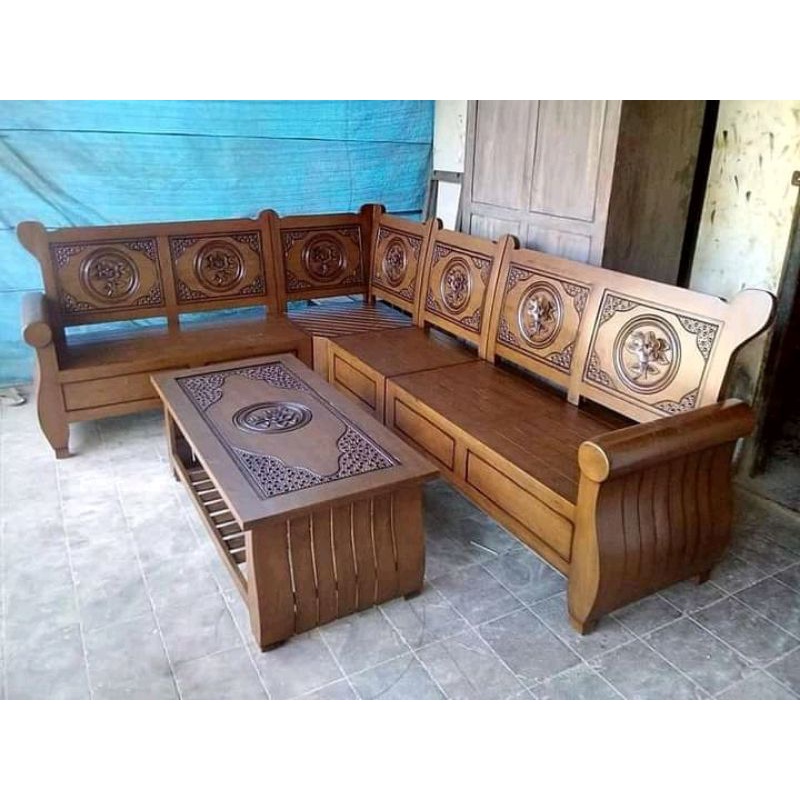 kursi tamu sudut kayu jati minimalis ukir modern mewah klasik furniture mebel jepara