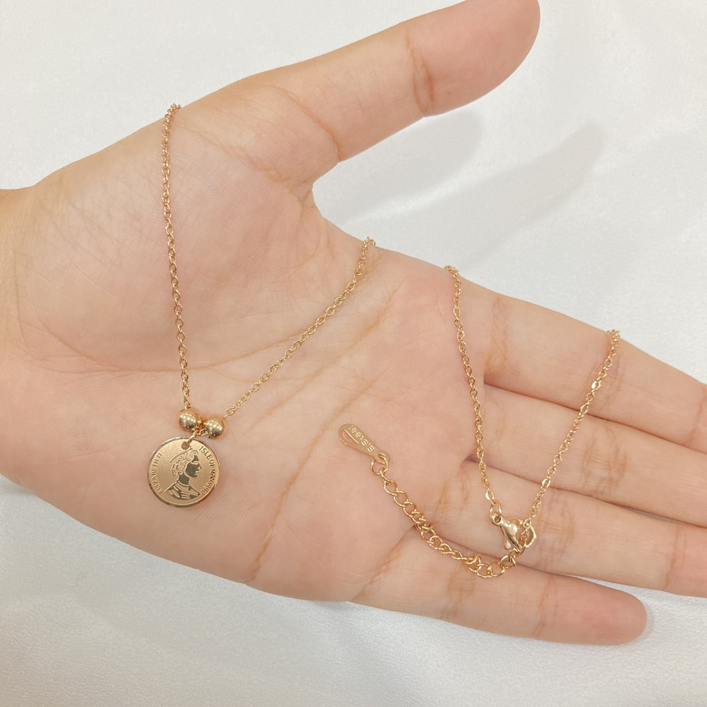 Kalung Simple Titanium Wanita / Anak Warna Rose Gold L21C