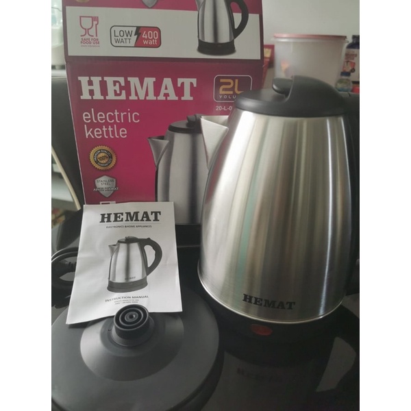 teko listrik 2L / pemanas air / kettle electric HEMAT