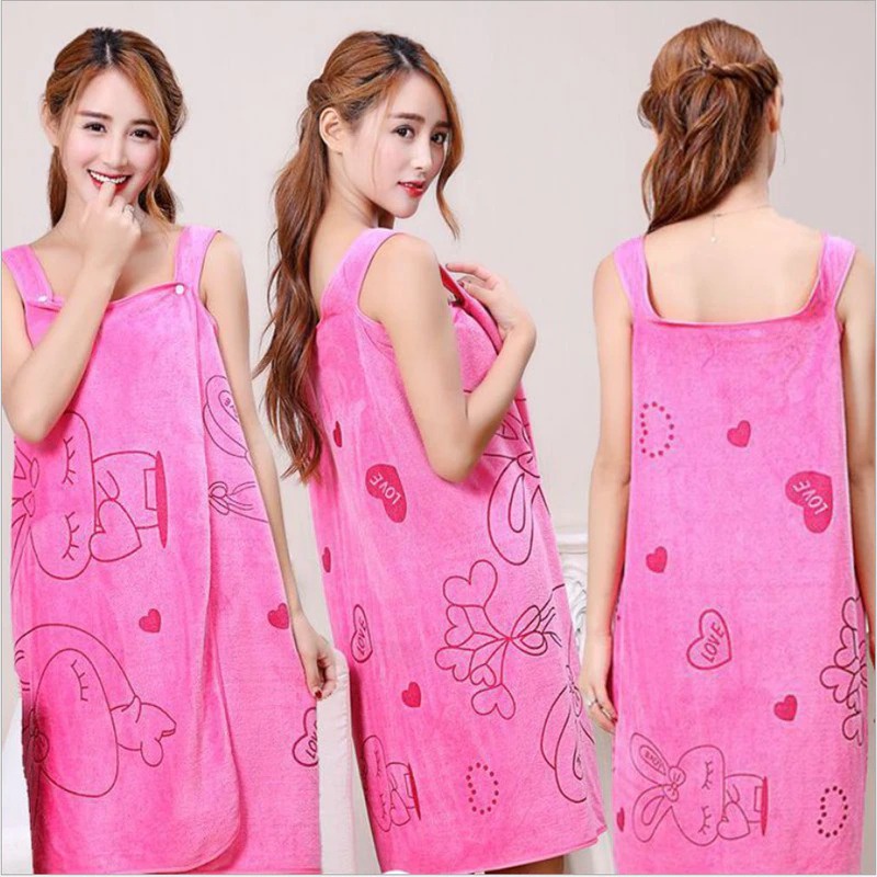 Handuk Baju Mandi Motif Karakter / Baju Handuk Mandi Kimono Dewasa Wearable Towel