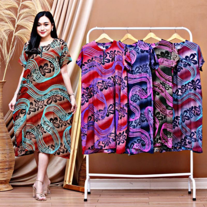 (3 PCS) Daster lengan pendek motif abstrak monocrome baju busui bumil murah asli pekalongan baju wanita