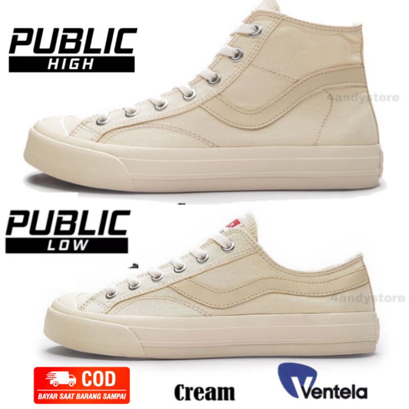 Ventela Cream Sepatu Vantela Public High & Low Cream Original