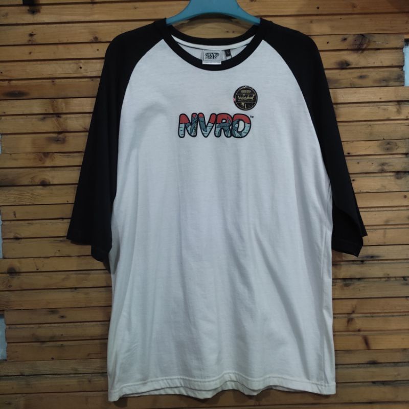 Kaos katun lengan sikut raglan distro pria original simple merk Neverdead
