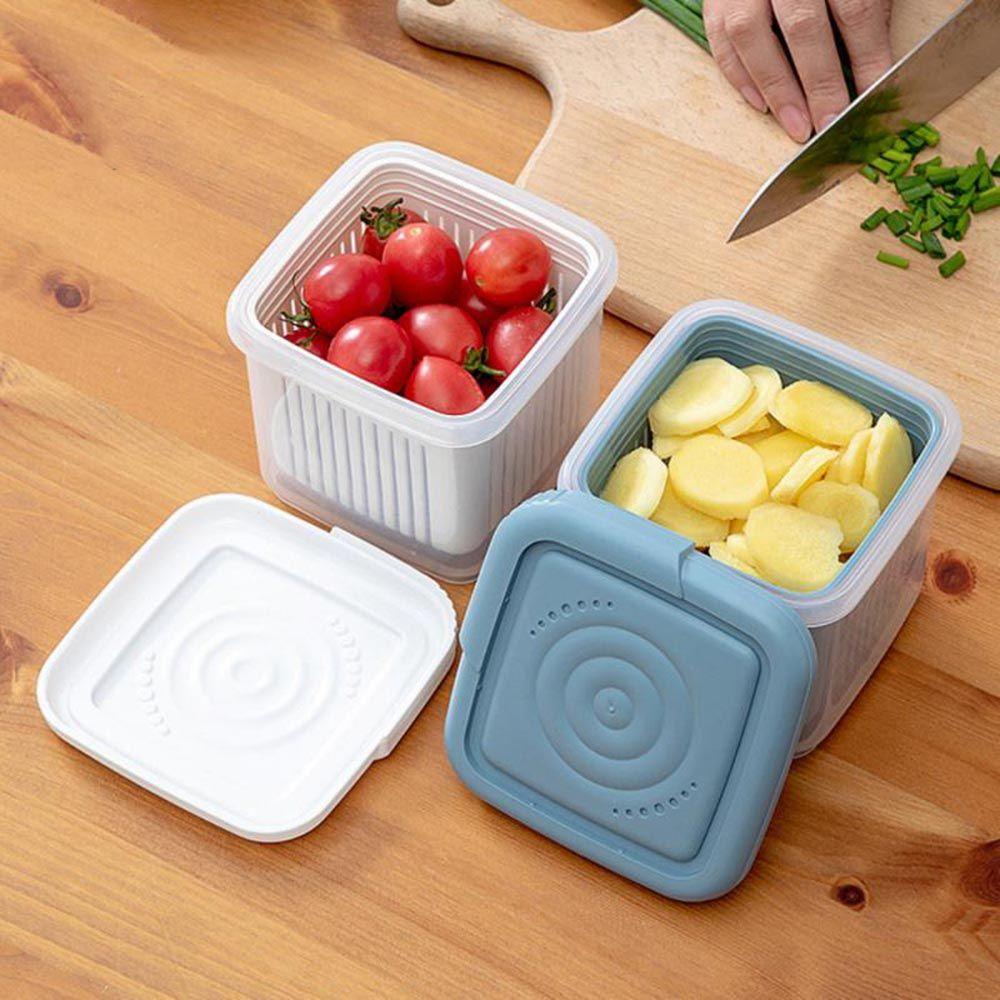 [Elegan] Wadah Penyimpanan Buah Mini Transparan Sealed Plastik Double Layer Tray Sayur Tebal