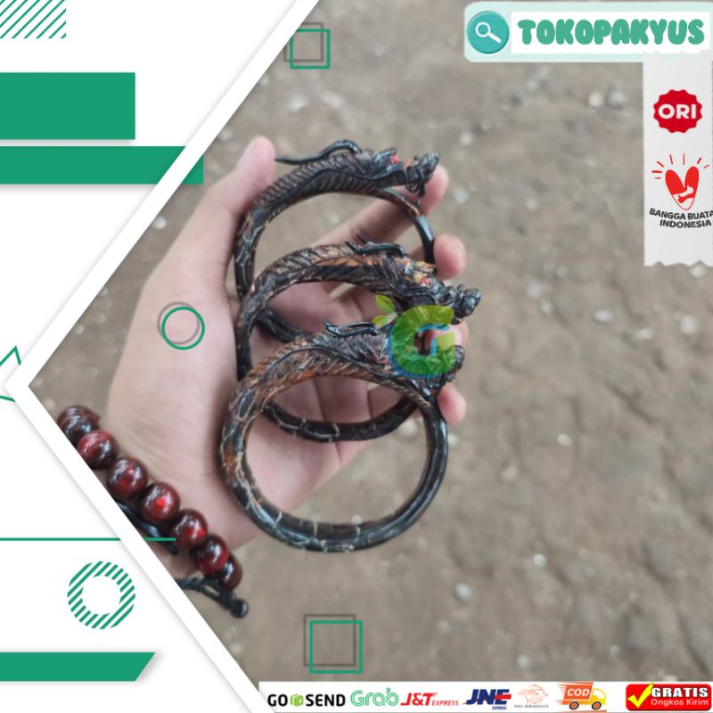 Akar Bahar Asli - Gelang Akar Bahar Merah Ukiran Naga Jumbo