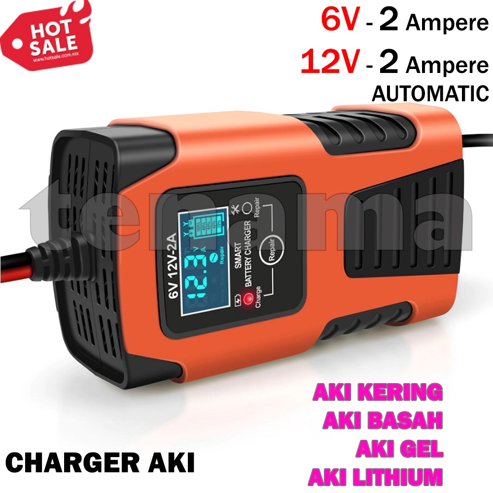 Charger Aki 6V - 12V 2A FBC0612 Lead Acid Smart Charger Mobil dan Motor