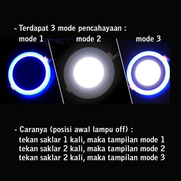 Lampu downlight outbow 2 warna kuning 12w + 4w Kotak Bulat Putih biru LED Square round outside 3 Step Plafon dak teras cor beton Hias tempel 6 inch Ceiling Pilar dinding Ob