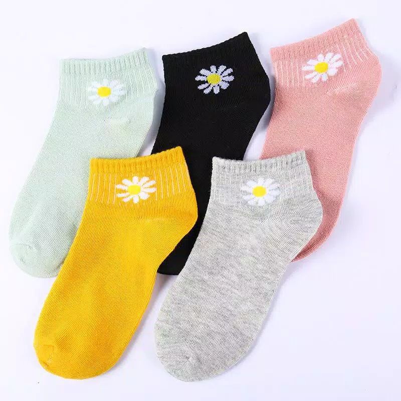 Kaos Kaki Fashion Korea Import Motif Bunga Matahari Kaos Kaki Wanita