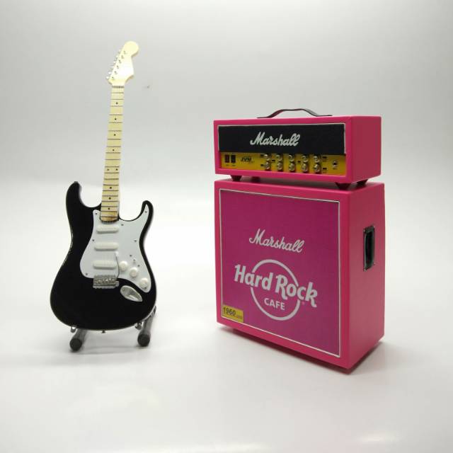 Miniatur gitar fender plus mini ampli marshall pink logo hard rock