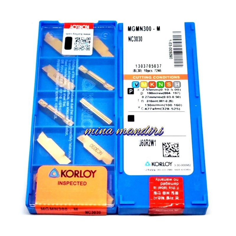 insert potong 3mm MGMN300 NC3030 pahat potong carbide MGMN 300 NC3030 1box.baru
