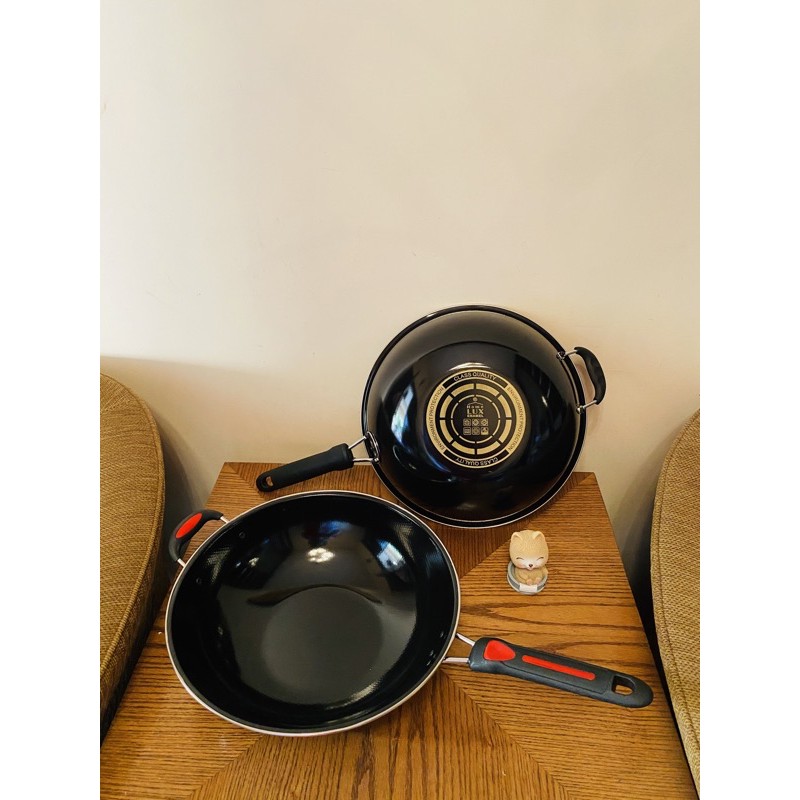 Wajan Enamel Gagang 34 Cm/Wajan Hitam Enamel Gagang Panjang 34 Cm