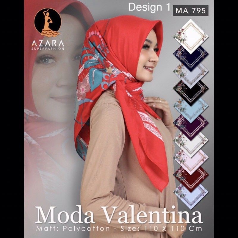 SEGIEMPAT MOTIF BUNGA. JILBAB AZARA  KERUDUNG POLYCOTTON SEGI4. HIJAB