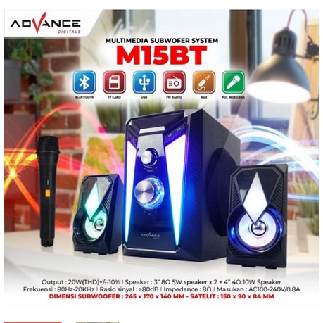 ITSTORE Speaker Advance M15 BT / Bluetooth Subwoofer + port Mic Karaoke M15BT M-15BT M-15 Bluetooth