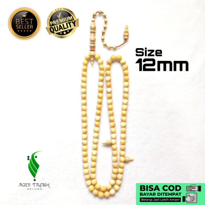 Tasbih Kayu Kemuning Gading Jumbo Super Size 12mm ORIGINAL!!