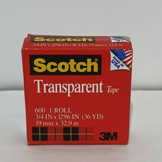 Scotch 600 Tansparent Tape 3M Isolasi - 3/4&quot; x 36Y