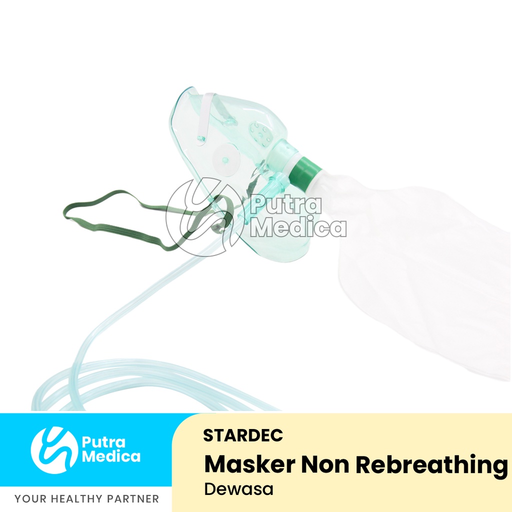 Stardec Non Rebreathing Oxygen Mask Dewasa / Masker Oksigen dengan Kantong