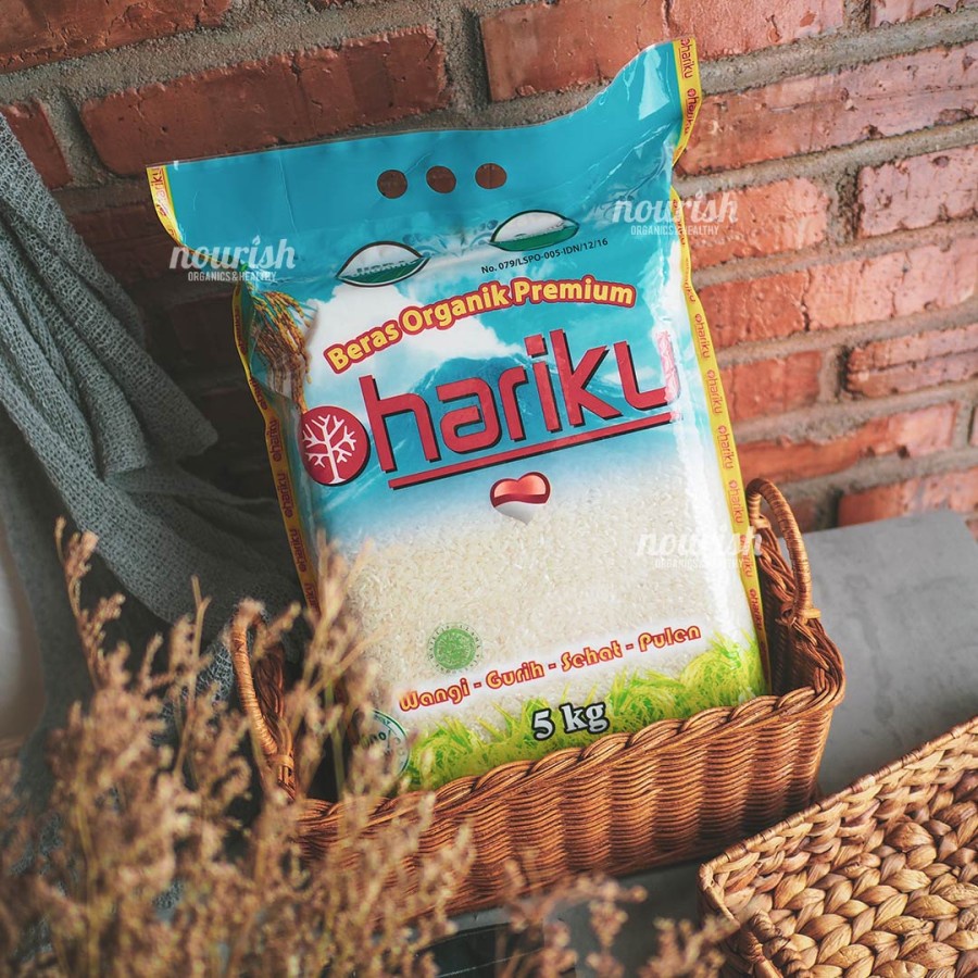 Hariku, Organic White Rice Mentik Wangi 5 kg (Beras Putih Organik)