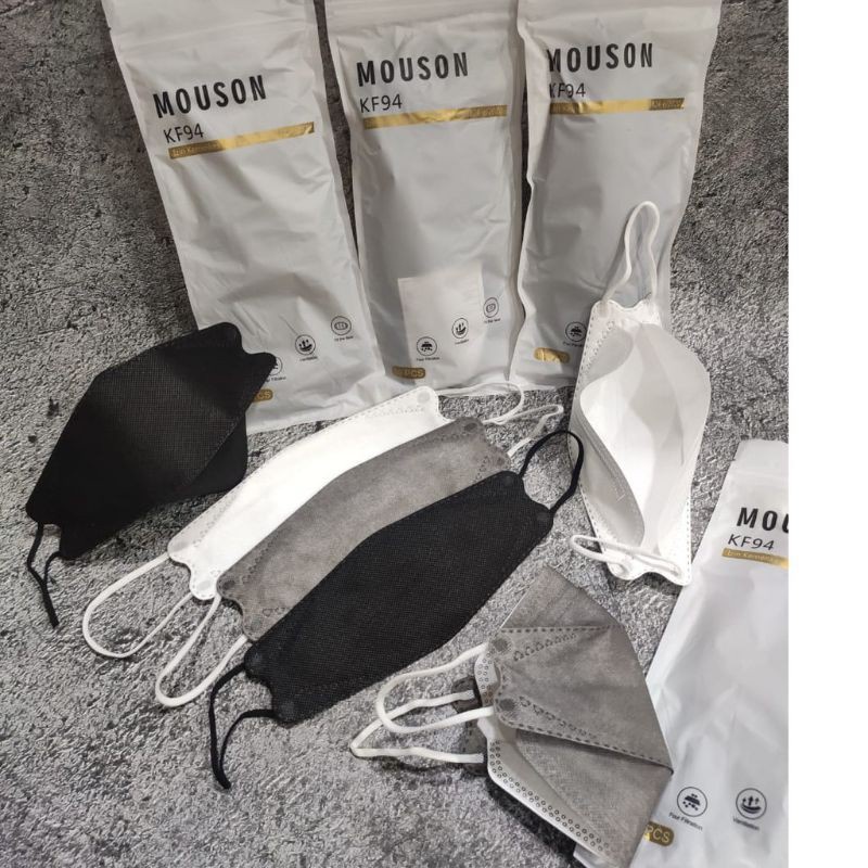 READY KF94 KF 94 MOUSON BLACK, MOUSON GREY, MOUSON WHITE, MOUSON HITAM, MOUSON PUTIH, MOUSON ABU