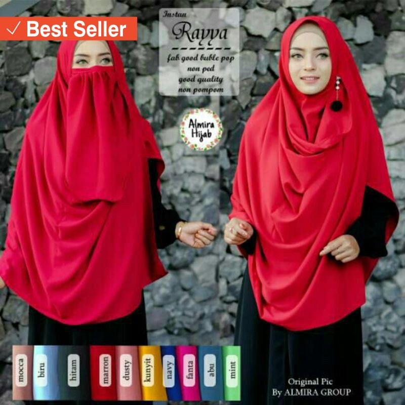 khimar Hijab pet anten wolfis terbaru murah / Pashmina Instan Jumbo Bubble Crep Free Cadar