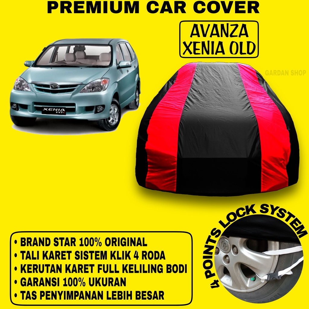 Body Cover AVANZA XENIA OLD Sarung Strip MERAH Penutup Pelindung Bodi Mobil Avanza Xenia Old Waterproof