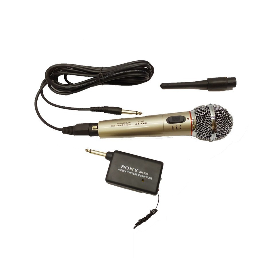 MIC KARAOKE SONY SN-781 MICROPHONE KABEL DAN WIRELESS