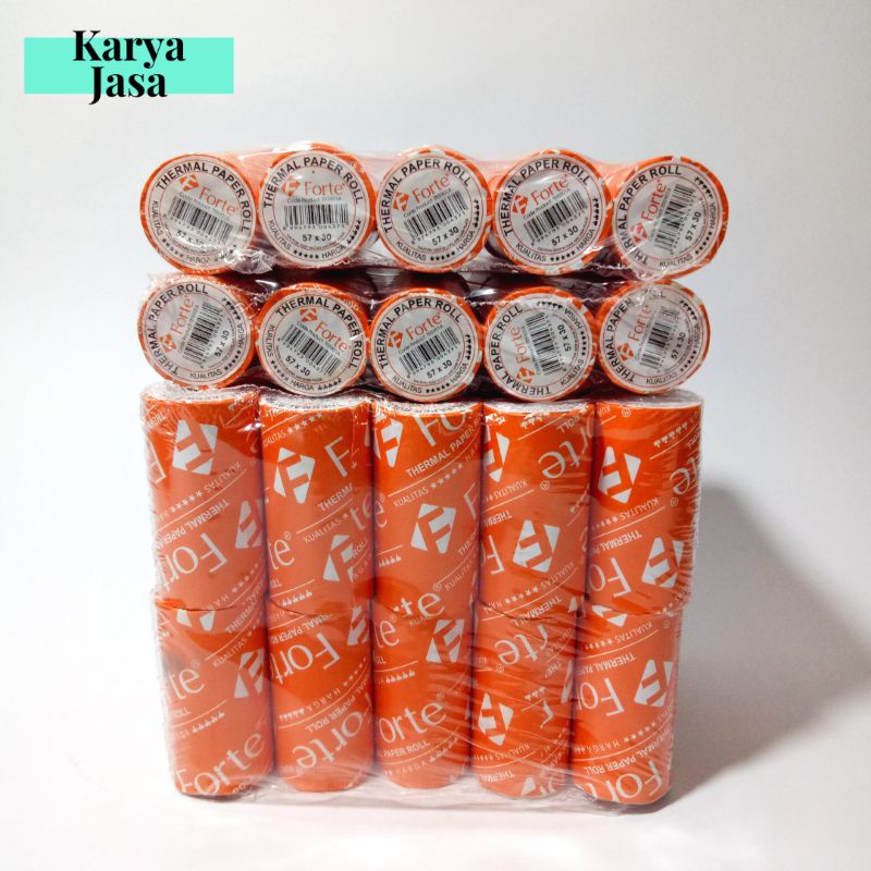

[ 10 pcs/ 1 pack ] KEMASAN BARU Forte Thermal Paper Ukuran 57×30mm | Kertas Printer Thermal Bluetooth