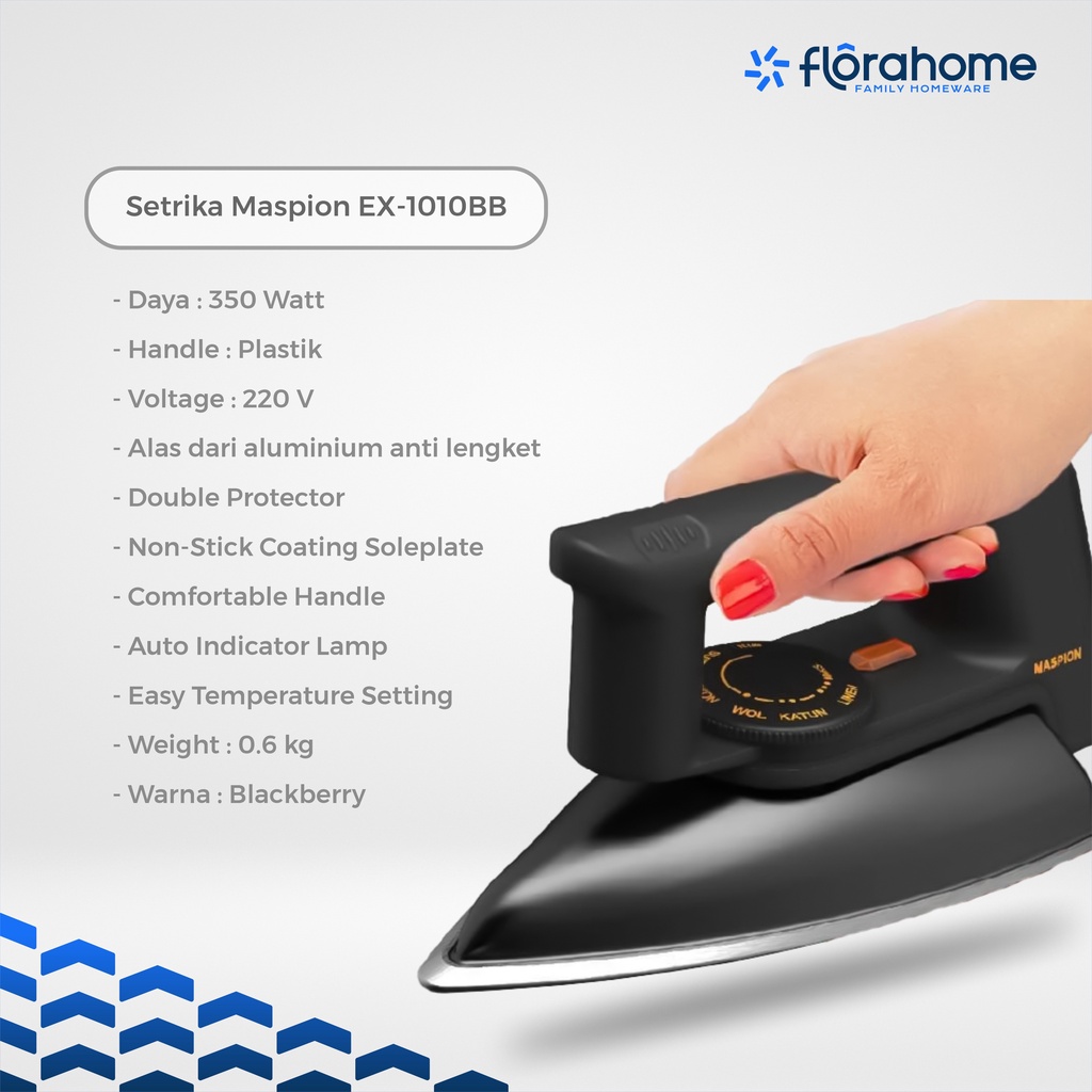 Setrika Anti Lengket Bergaransi ELC SC-Msp1010BB (Setrika Maspion EX-1010BB)