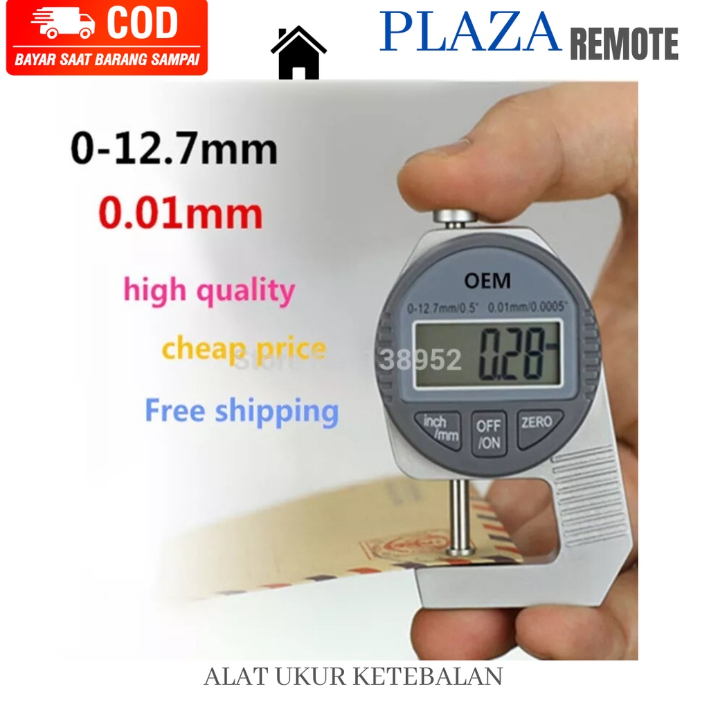 Digital Thickness Gauge 0 - 12.7 MM ALAT UKUR KETEBALAN KAWAT KERTAS PLAT