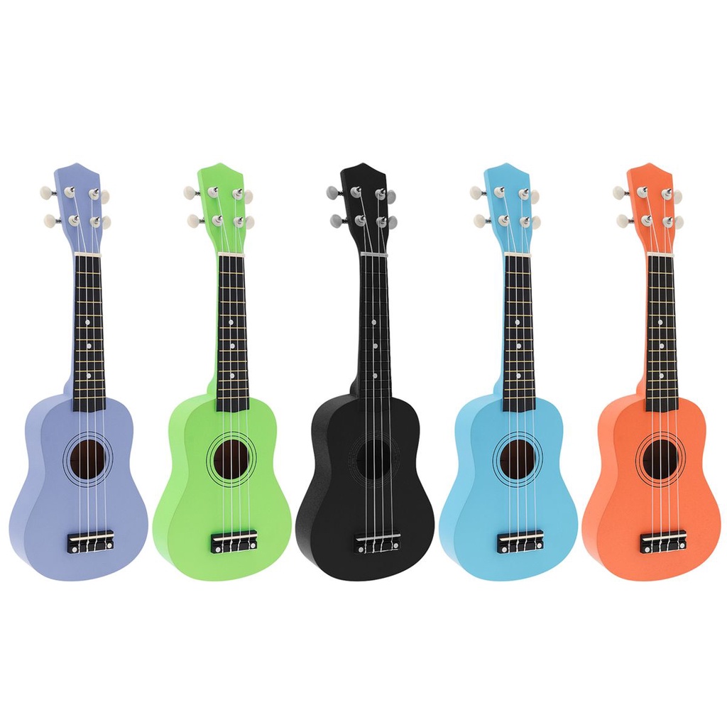 Instrumen Musik Ukulele Soprano Basswood 4 Senar Ukuran 21 Inci 5 Warna Murni