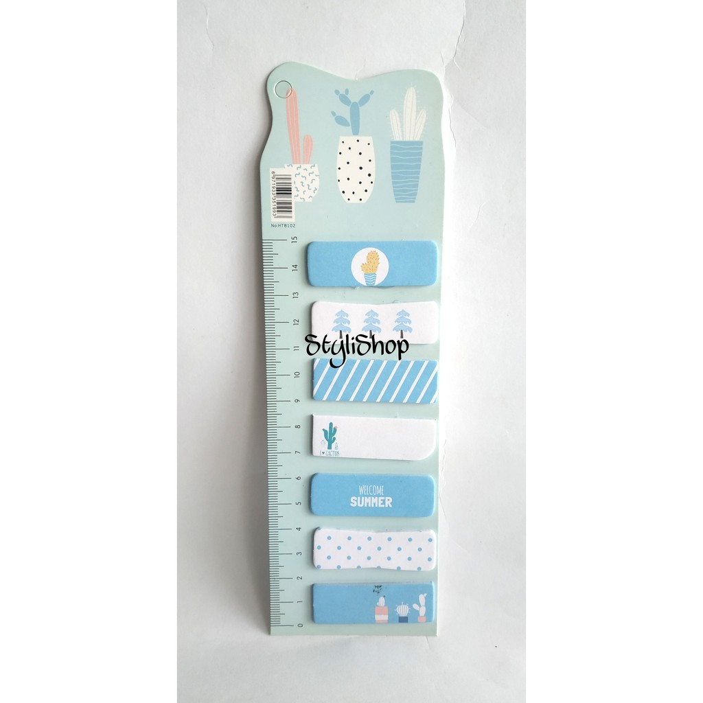 Sticky Note Kertas HT8102 Motif Kaktus / Llama / Jerapah / Memo Kertas / Penanda Buku Kertas-Kaktus Biru