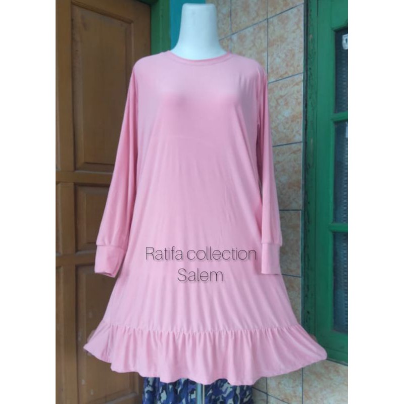 Ratifa collection.Tunik Wanita Kerut bawah Jersey super All size Xl fit XXL.