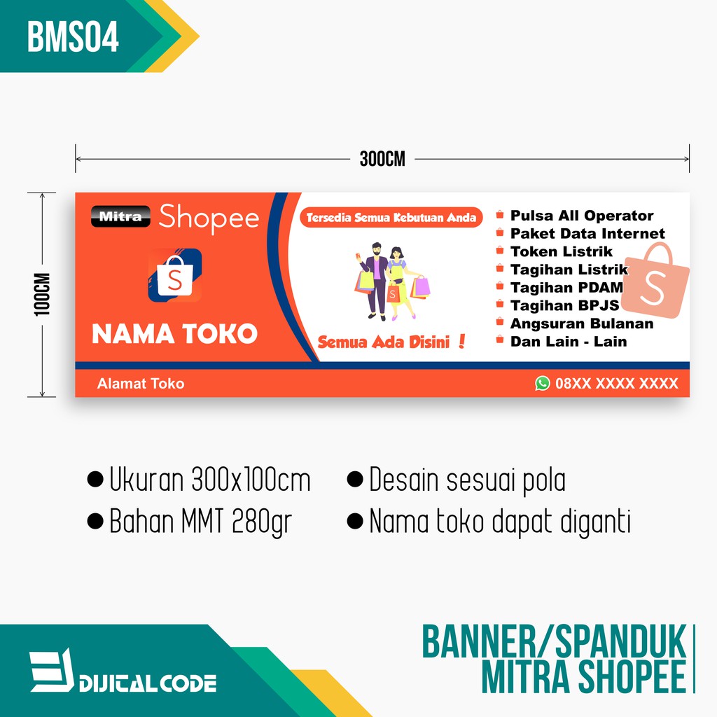 BMS04 Spanduk Banner Mitra Shopee 300x100cm