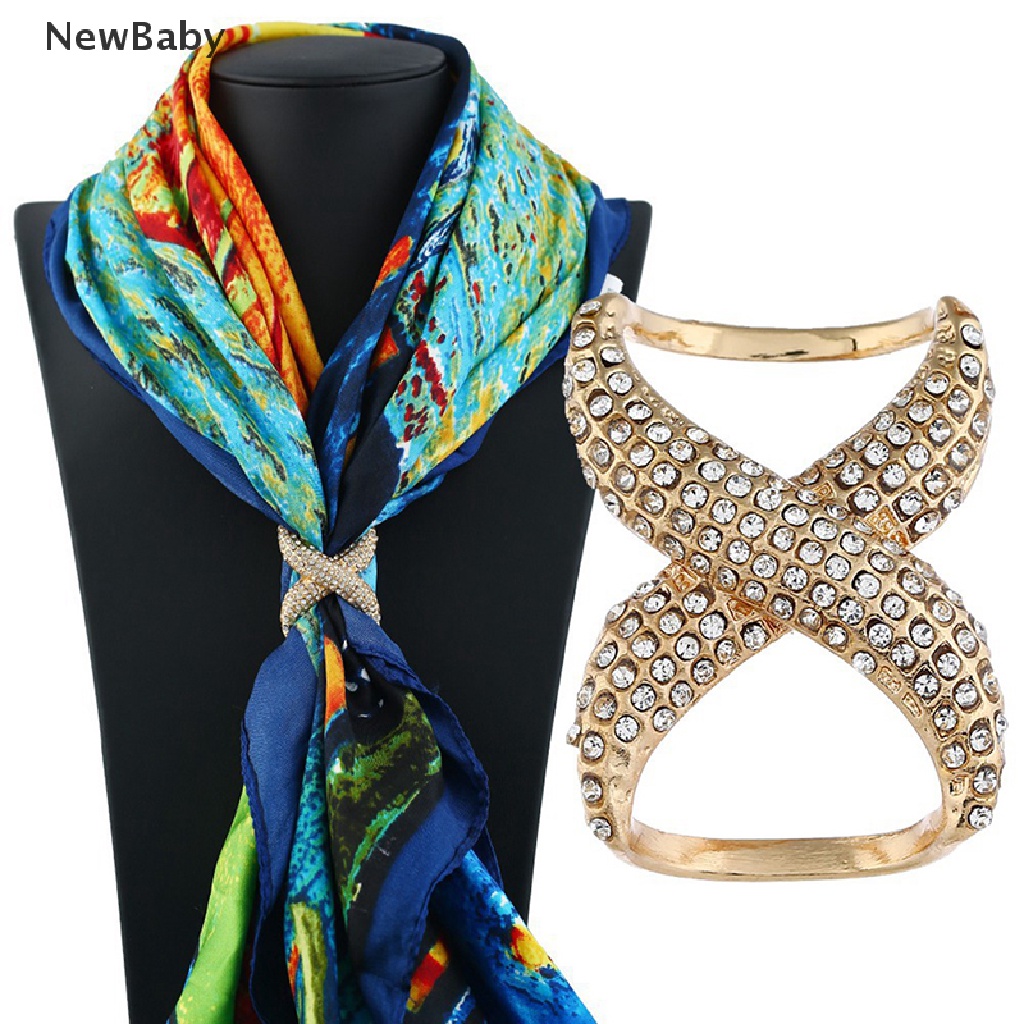 Newbaby Bros Pin Ring Bulat Hias Kristal Holder Scarf Wanita Untuk Pernikahan