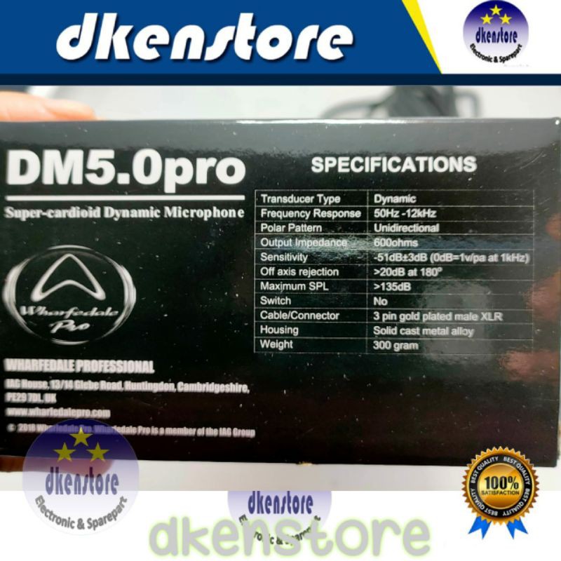 Mic Vocal Wharfedale DM5.0 pro microphone mik dynamic supercardioid