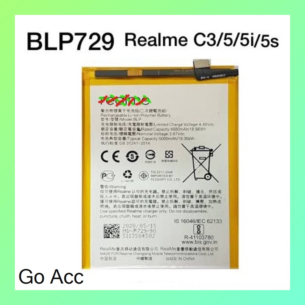 Baterai Battery A3s BLP 673 BLP673 BLP-673 A5 A7, BLP 619 BLP619 A57 A39, BLP729 BLP 729 Realme 5 5i 5s C3, BLP 793 BLP793 Realme C11 C12 C15