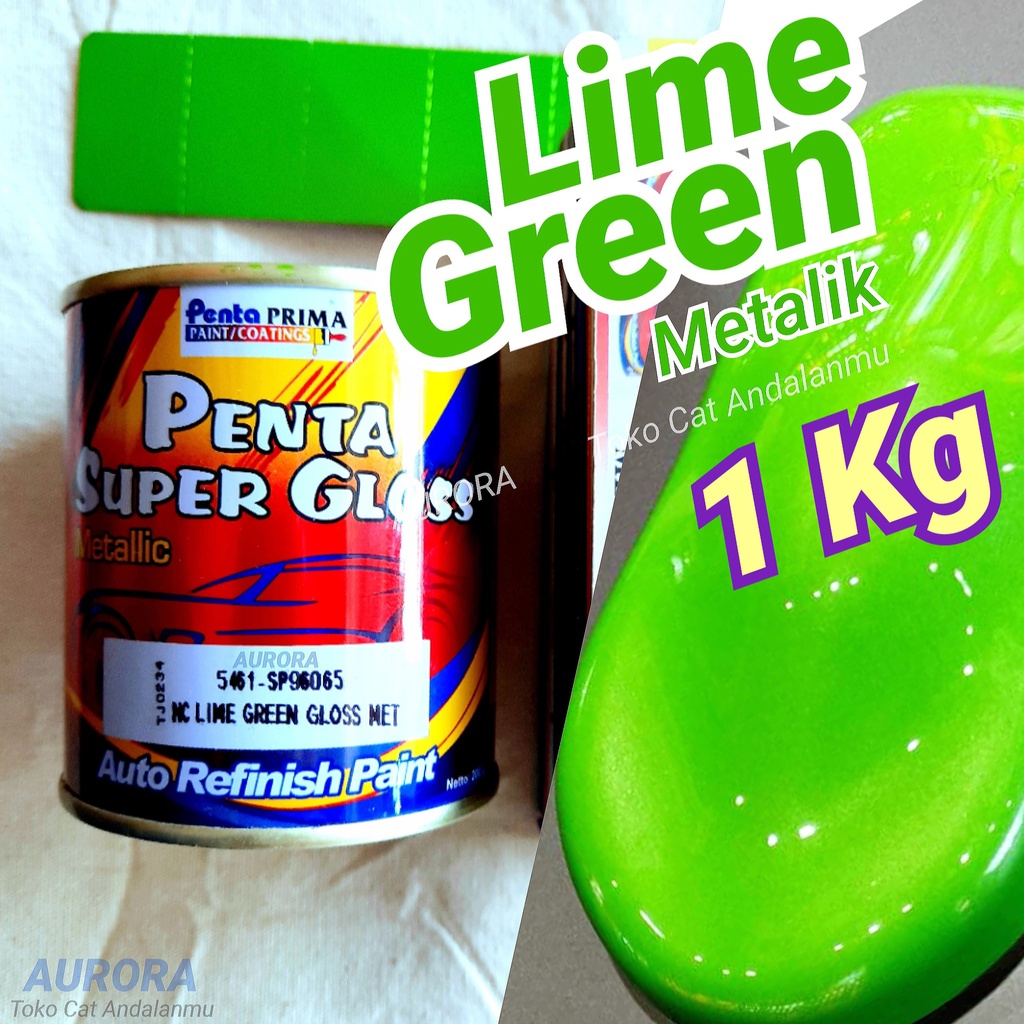 Cat Hijau Metalik Ijo 1kilo Penta Super Gloss | Lime Green Penta Hijau Metalik 1Kilo Penta Super Glo
