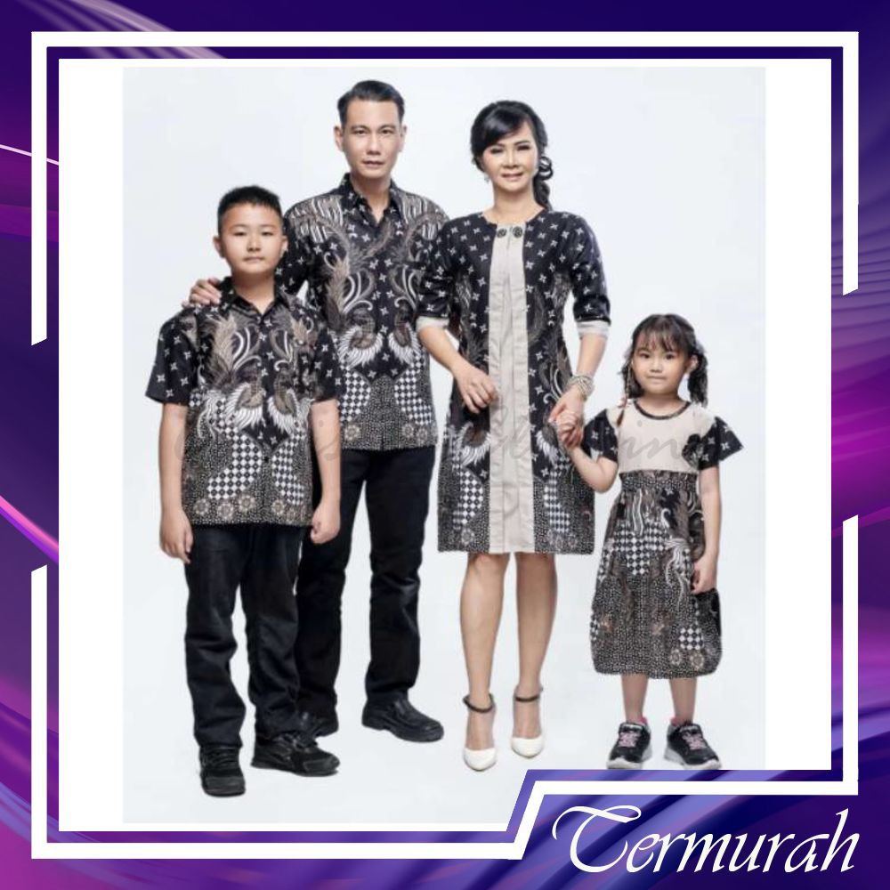 BAJU BATIK COUPLE PASANGAN KELUARGA ANAK PEREMPUAN LAKI LAKI SARIMBIT KONDANGAN MODERN JUMBO DRESS TUNIK WANITA MARISSA POLA ABU KEKINIAN PREMIUM KEMEJA PRIA BIG SIZE COUPEL COPEL KOPEL