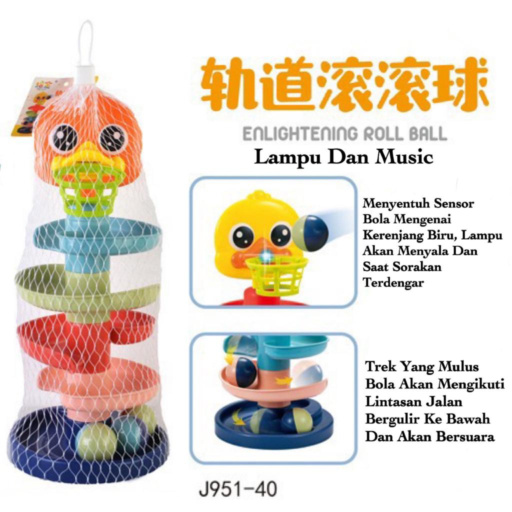 [ Funny ] Mainan Anak Edukasi Seluncuran Bola Rail Mutar Berlampu dan Music-V3. 951-40