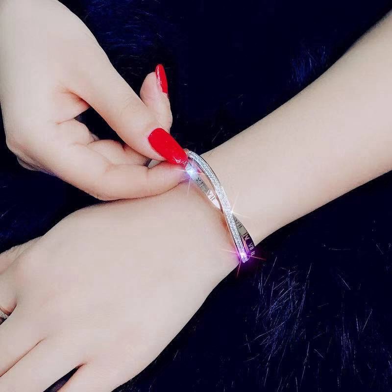 Gelang Titanium Premium Lapis Rose Emas 18k ANTI KARAT Wanita Perhiasan Pasangan Bangle-4
