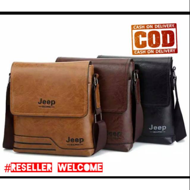 TAS SLEMPANG KULIT  JEEP PREMIUM /TAS SLEMPANG COWOK JEEP