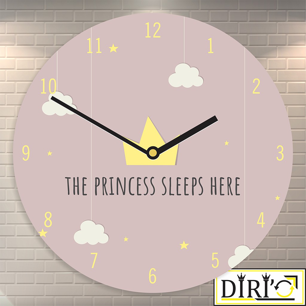 Jam Dinding Kayu Unik Girls Quote Motivation Pajangan Perempuan Shabby Chic-Princess